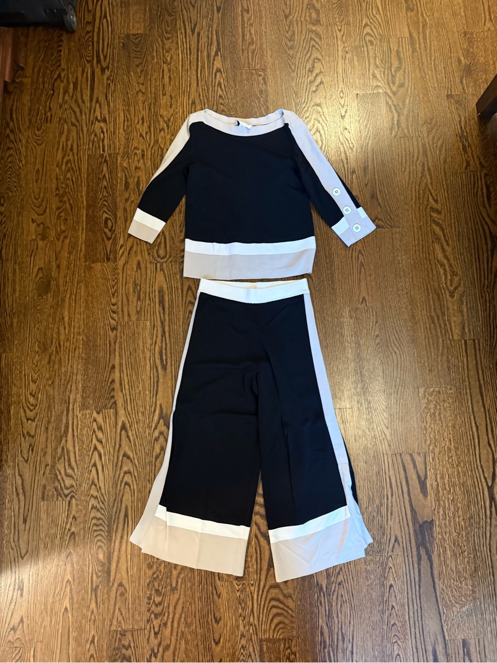 Joseph Ribkoff Black Top with White Contrast Collar